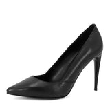 BESCONE High Quality Lady Pumps Black Genuine Leather Super High Thin Heels Party Pumps Sexy Pointed Toe Slip-on Woman Shoes A50