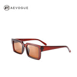 AEVOGUE Sunglasses Women Rectangle Frame Transparent Brand Designer Retro Sun Glasses Unisex Square Brown UV400 AE0664