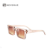 AEVOGUE Sunglasses Women Rectangle Frame Transparent Brand Designer Retro Sun Glasses Unisex Square Brown UV400 AE0664