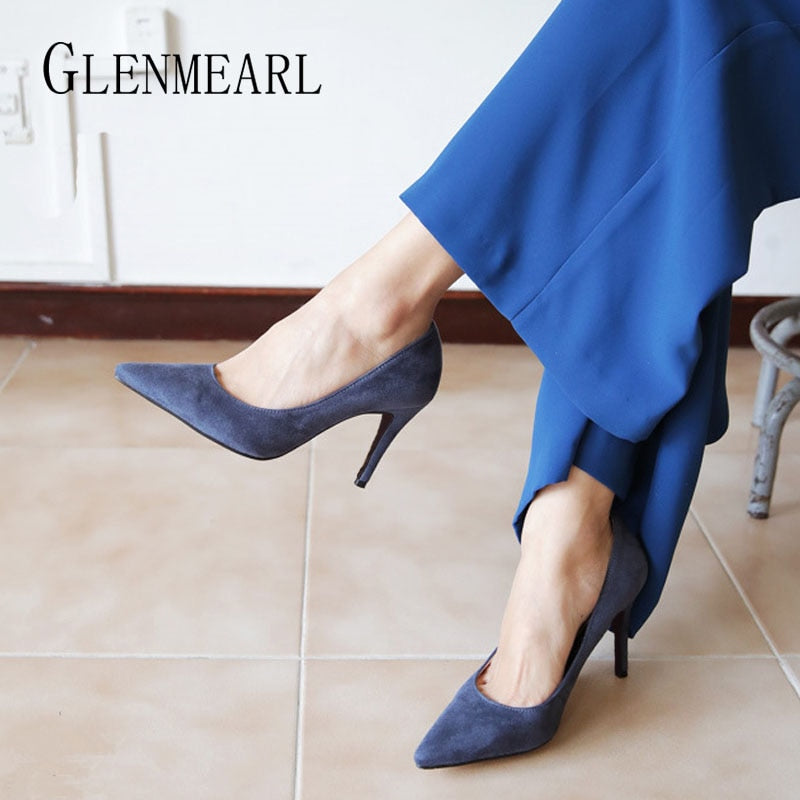 Women Pumps High Heels Shoes Pointed Toe Brand Woman Wedding Shoes Spring Summer Thin Heels Office Lady Dress Shoes Plus Size