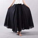 Women's Elegant High Waist Linen Maxi Skirt 2018 Summer Ladies Casual Elastic Waist 2 Layers Skirts saia feminina 20 Colors SK53