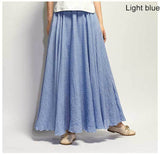 Women's Elegant High Waist Linen Maxi Skirt 2018 Summer Ladies Casual Elastic Waist 2 Layers Skirts saia feminina 20 Colors SK53