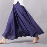 Women's Elegant High Waist Linen Maxi Skirt 2018 Summer Ladies Casual Elastic Waist 2 Layers Skirts saia feminina 20 Colors SK53