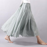 Women's Elegant High Waist Linen Maxi Skirt 2018 Summer Ladies Casual Elastic Waist 2 Layers Skirts saia feminina 20 Colors SK53