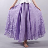 Women's Elegant High Waist Linen Maxi Skirt 2018 Summer Ladies Casual Elastic Waist 2 Layers Skirts saia feminina 20 Colors SK53