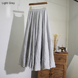 Women's Elegant High Waist Linen Maxi Skirt 2018 Summer Ladies Casual Elastic Waist 2 Layers Skirts saia feminina 20 Colors SK53