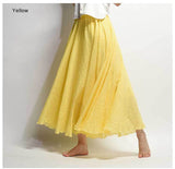 Women's Elegant High Waist Linen Maxi Skirt 2018 Summer Ladies Casual Elastic Waist 2 Layers Skirts saia feminina 20 Colors SK53