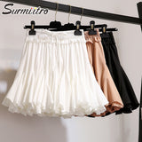 Surmiitro White Black Chiffon Summer Shorts Skirt Women 2020 Fashion Korean High Waist Tutu Pleated Mini Sun School Skirt Female