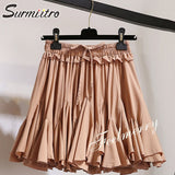 Surmiitro White Black Chiffon Summer Shorts Skirt Women 2020 Fashion Korean High Waist Tutu Pleated Mini Sun School Skirt Female