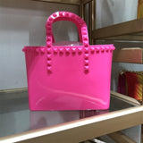 New 2020 Rivet PVC Shoulder Tote Bags Women Candy Color Women Jelly Bags Purse Solid Color Handbags Fashion Hand Bag Sac a main