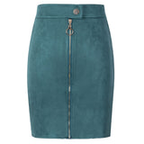 Neophil Women Suede Mini Pencil Skirts Female Vintage Style 2020 Summer Front Zipper Button Ladies Short Skirts Tutu Saia S1911