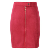 Neophil Women Suede Mini Pencil Skirts Female Vintage Style 2020 Summer Front Zipper Button Ladies Short Skirts Tutu Saia S1911