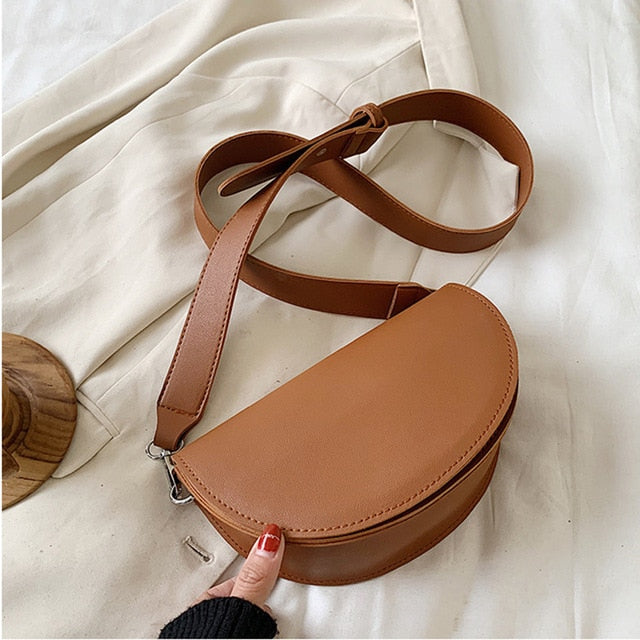 Solid Color Saddle Crossbody Bags For Women 2020 PU Leather Shoulder Bag Female Luxury Brand Lady Summer Travel Hand Bag Purses