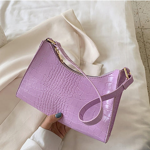 Alligator PU Leather Baguette Bag Summer Bags For Women 2020 Trend Small Shoulder Bag Hobo Purses Luxury Designer Lady Hand Bag