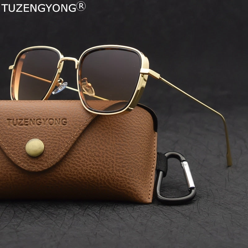 TUZENGYONG 2020 new Steampunk Sunglasses Fashion Men Women Brand Designer Vintage Square Metal Frame Sun Glasses UV400 Eyewear