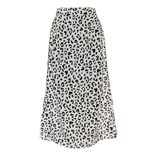 Summer women vintage elegant beach midi boho skirt 2020 Women Leopard print split sexy zip skirts womens Casual skirts female