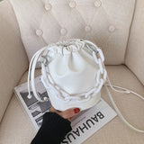 Small Drawstring Bucket Bags For Women 2020 fashion Shoulder Crossbody Bag Female Handbags and Purses Lady Solid Color Hand Bag