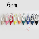 Women Sandals Shoes Female Thin High Heels Flock Point Toe Sandals Summer Casual Woman Pumps Party Fashion Large Size 2020 New