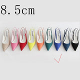 Women Sandals Shoes Female Thin High Heels Flock Point Toe Sandals Summer Casual Woman Pumps Party Fashion Large Size 2020 New