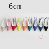 Women Sandals Shoes Female Thin High Heels Flock Point Toe Sandals Summer Casual Woman Pumps Party Fashion Large Size 2020 New