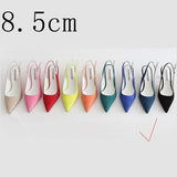 Women Sandals Shoes Female Thin High Heels Flock Point Toe Sandals Summer Casual Woman Pumps Party Fashion Large Size 2020 New