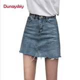 Duanyskiy Women Summer Black Blue Solid Casual High Waist Pencil Denim Skirts High Street Pockets Button All-matched Jeans Skirt