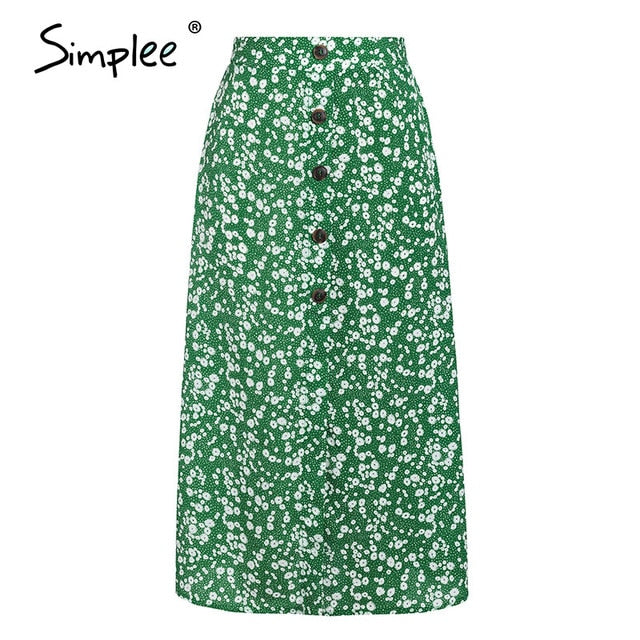 Simplee Elegant leopard print women midi skirt Ruffles high waist female A-line skirt Casual spring summer ladies skirts bottoms