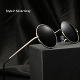 Retro Classic Vintage Round Polarized Sunglasses Men Brand Designer Sun Glasses Women Metal Frame Black lens Eyewear Driving