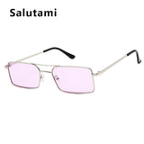 Square Women‘s Sunglasses Alloy Metal Small Frame Clear Double Bridge Men's Sun Glasses Vintage Chic Female Shades Red Yellow