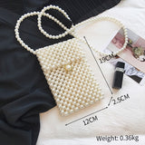 Hand Woven Pearl Evening Bags Women 2019 Luxury Small Beaded Flap Box Pearl Clutch Purses And Handbag Ladies Mini Cross Body Bag