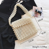 Hand Woven Pearl Evening Bags Women 2019 Luxury Small Beaded Flap Box Pearl Clutch Purses And Handbag Ladies Mini Cross Body Bag