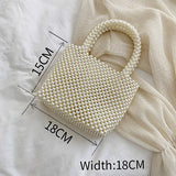 Hand Woven Pearl Evening Bags Women 2019 Luxury Small Beaded Flap Box Pearl Clutch Purses And Handbag Ladies Mini Cross Body Bag