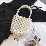 Hand Woven Pearl Evening Bags Women 2019 Luxury Small Beaded Flap Box Pearl Clutch Purses And Handbag Ladies Mini Cross Body Bag