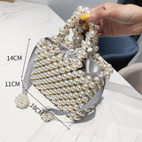 Hand Woven Pearl Evening Bags Women 2019 Luxury Small Beaded Flap Box Pearl Clutch Purses And Handbag Ladies Mini Cross Body Bag