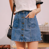 Denim Skirt High Waist A-line Mini Skirts Women 2020 Summer New Arrivals Single Button Pockets Blue Jean Skirt Style Saia Jeans