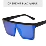 15 colors Flat Top Sunglasses Men Women Brand Designer Square Shades Gradient Sun Glasses Men Cool One Piece UV400 Mirror