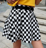 DICLOUD 2019 Pleated Checkerboard Skirts Womens Harajuku High Waisted Skirt Casual Dancing Korean Sweat Short Summer Mini Skirts