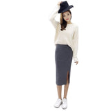 Women's Skirts Spring Korean Style Midi Knee Length Elegant Button High Waist Skirt Female Pleated School Long Skirt