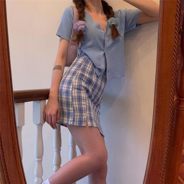 Korean Colored Plaid Skirt Women 2020 Student Chic Short Skirts Fashion Sexy Mini Skirts Spring Summer Female Skirts