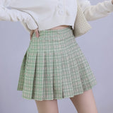 BEFORW Preppy Japanese Korea Short Skirts 2020 New High Waist Mini Womens Skirts Kawaii Pink Plaid Pleated Tennis Casual Skirt