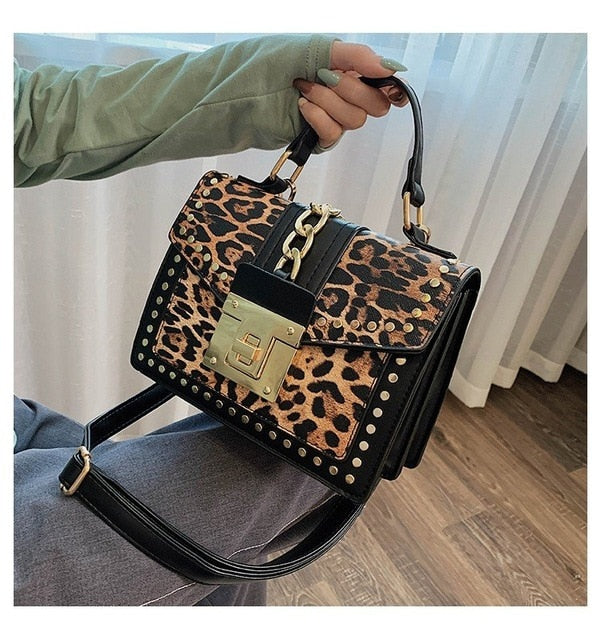 Fashion Leopard Messenger Bags for Women Brand Decoration Ladies Party Handbags Purses Luxury Leather Small Shoulder Hand Bag