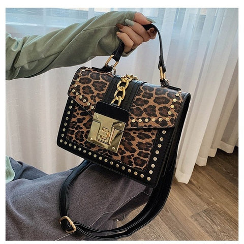 Fashion Leopard Messenger Bags for Women Brand Decoration Ladies Party Handbags Purses Luxury Leather Small Shoulder Hand Bag