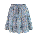 Jocoo Jolee Women Summer Floral Print Pleated Mini Skirt Elegant High waist Short Beach Holidays Casual Skirt Boho Cotton 2XL