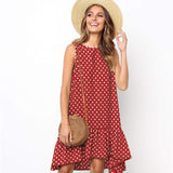 Lossky Women Summer Dress Polka Dot Chiffon Sleeveless Beach Mini Casual Yellow Sundress 2020 Fashion Plus Size Dress For Women