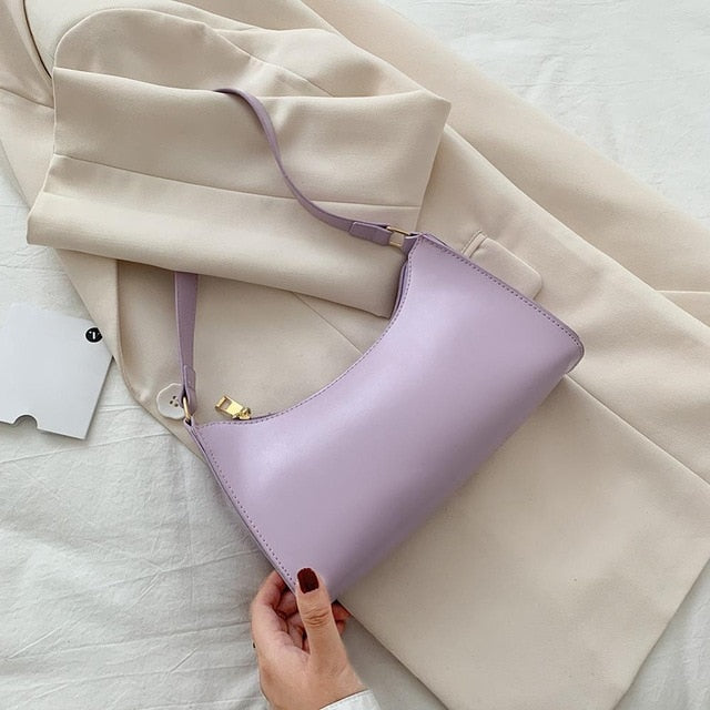 Solid Color PU Leather Shoulder Bags For Women 2020 Fashion Sling Handbags and  purse Small Travel Hand Bag Lady Crossbody Bag