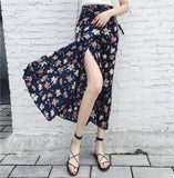 2020 Bohemian High Waist Floral Print Summer Skirts Womens Boho Asymmetrical Chiffon Skirt Maxi Long Skirts For Women