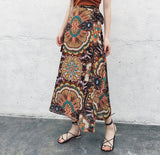 2020 Bohemian High Waist Floral Print Summer Skirts Womens Boho Asymmetrical Chiffon Skirt Maxi Long Skirts For Women