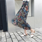 2020 Bohemian High Waist Floral Print Summer Skirts Womens Boho Asymmetrical Chiffon Skirt Maxi Long Skirts For Women