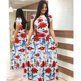 Elegant autumn Women's Dress 2020 Casual Bohemia Flower Print Maxi Dresses Fashion Hollow Out Tunic Vestidos Dress Plus Size 5XL