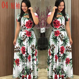 Elegant autumn Women's Dress 2020 Casual Bohemia Flower Print Maxi Dresses Fashion Hollow Out Tunic Vestidos Dress Plus Size 5XL